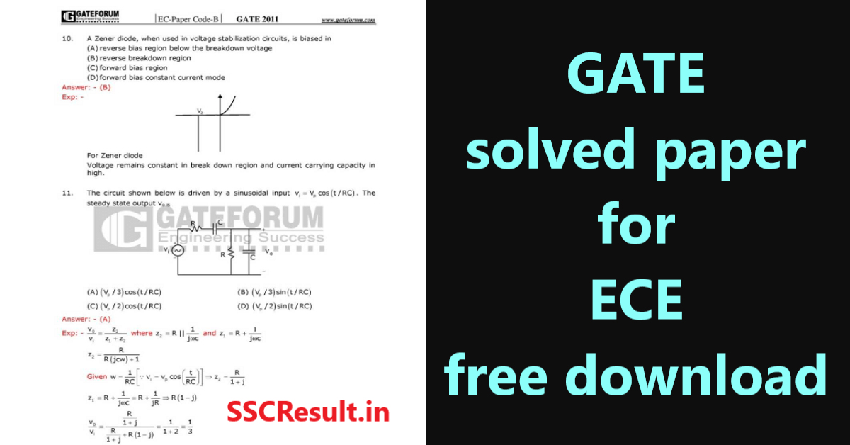 Gate solved papers for ece free download pdf