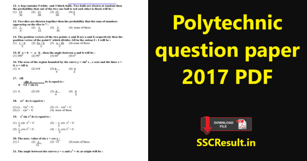 Polytechnic question paper 2017 pdf