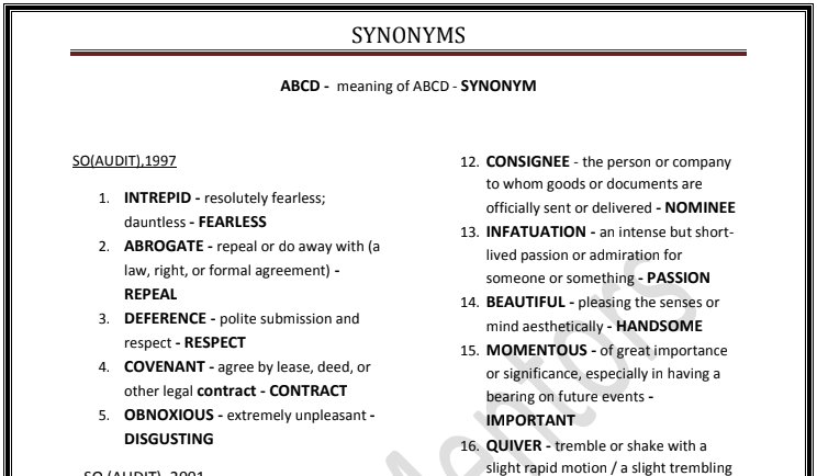501 Synonyms Antonyms Questions PDF Download