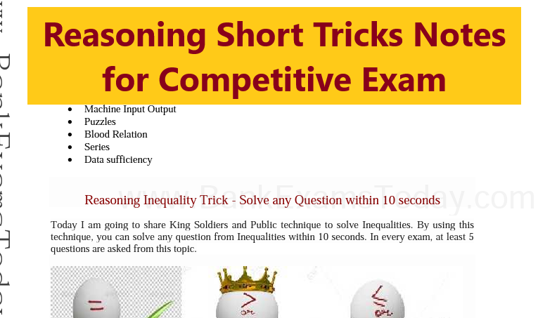 Reasoning Short Tricks Notes for Competitive Exam