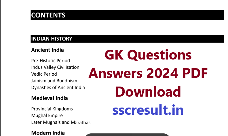 GK Questions Answers PDF 2024 Download